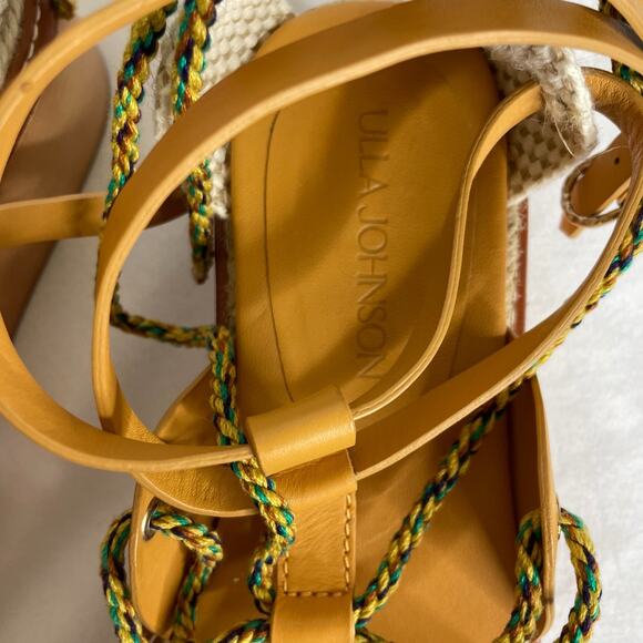 Women's 39.5 Ulla Johnson Salinas Wooden Platform Espadrilles Cognac - Picture 5 of 7